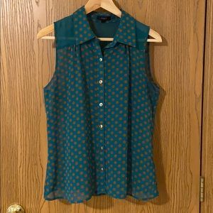 Emerald and caramel collared blouse